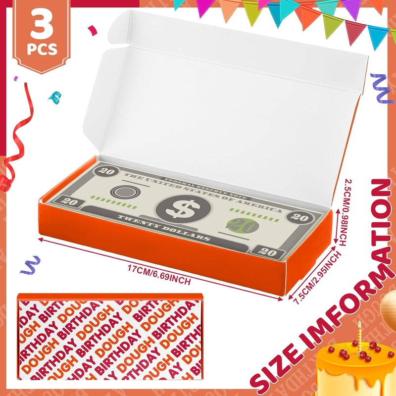 Gilprop 3 Pcs Happy Birthday Surprise Money Holder for Cash Gift Donut Money Gift Box Unique Funny Donut Box Part of a Pizza Is the Dough Cash Gifts for Women Men(Red) - Image 2